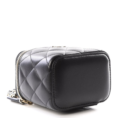 Chanel Lambskin Quilted Mini Vanity Case With Chain Black 3 of 12