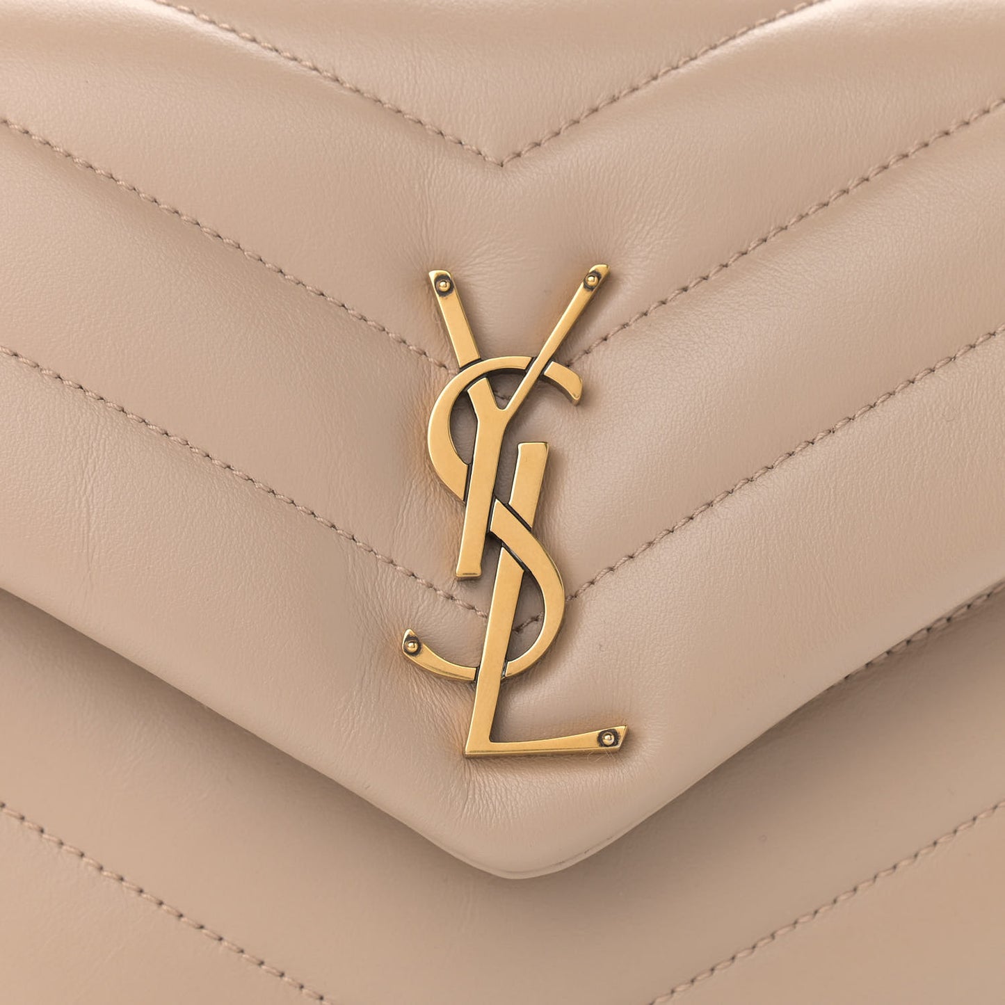 Calfskin Y Quilted Monogram Small Loulou Chain Satchel Dark Beige
