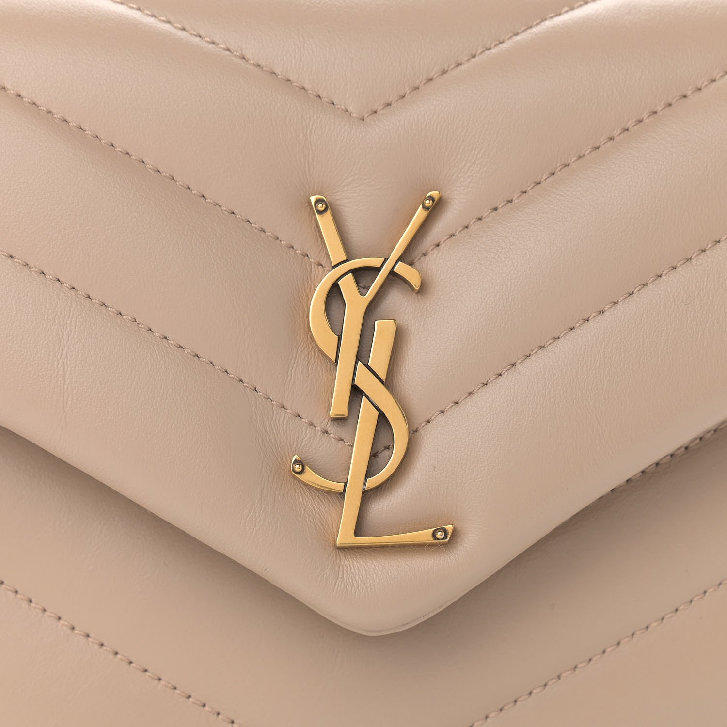 Saint Laurent Calfskin Y Quilted Monogram Small Loulou Chain Satchel Dark Beige 9 of 11