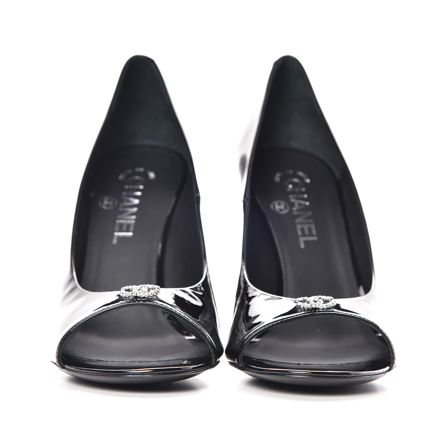 Patent Pearl Peep Toe CC Pumps 39 Black