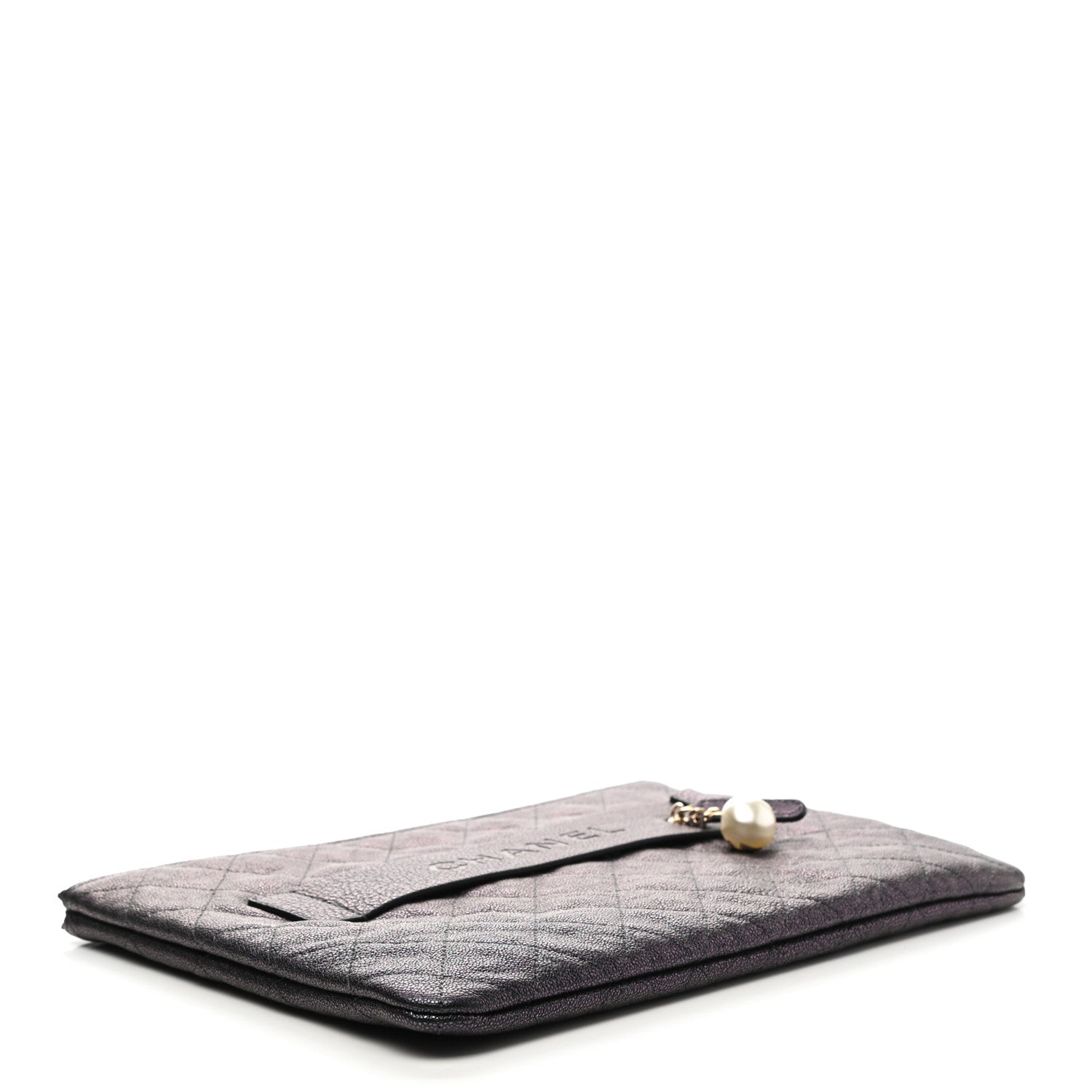 Chanel Iridescent Caviar Medium Night by the C Pouch Clutch Black 3 of 7