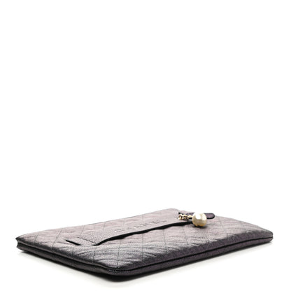Chanel Iridescent Caviar Medium Night by the C Pouch Clutch Black 3 of 7