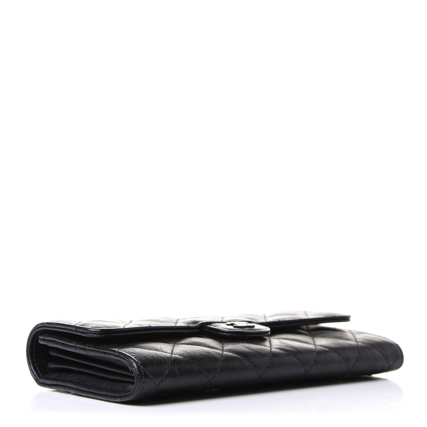Chanel Crumpled Calfskin Quilted Large Flap Wallet So Black 4 of 9
