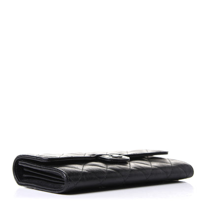 Chanel Crumpled Calfskin Quilted Large Flap Wallet So Black 4 of 9