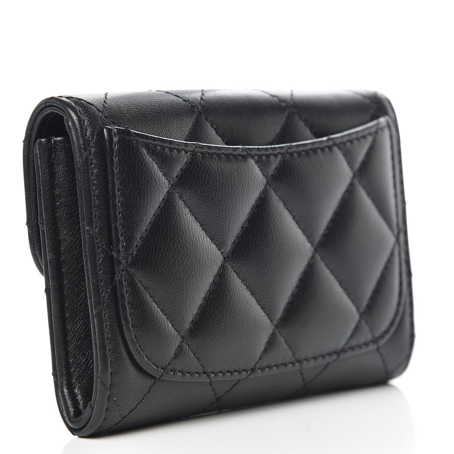Chanel Lambskin Quilted Flap Card Holder Wallet Black 3 of 10