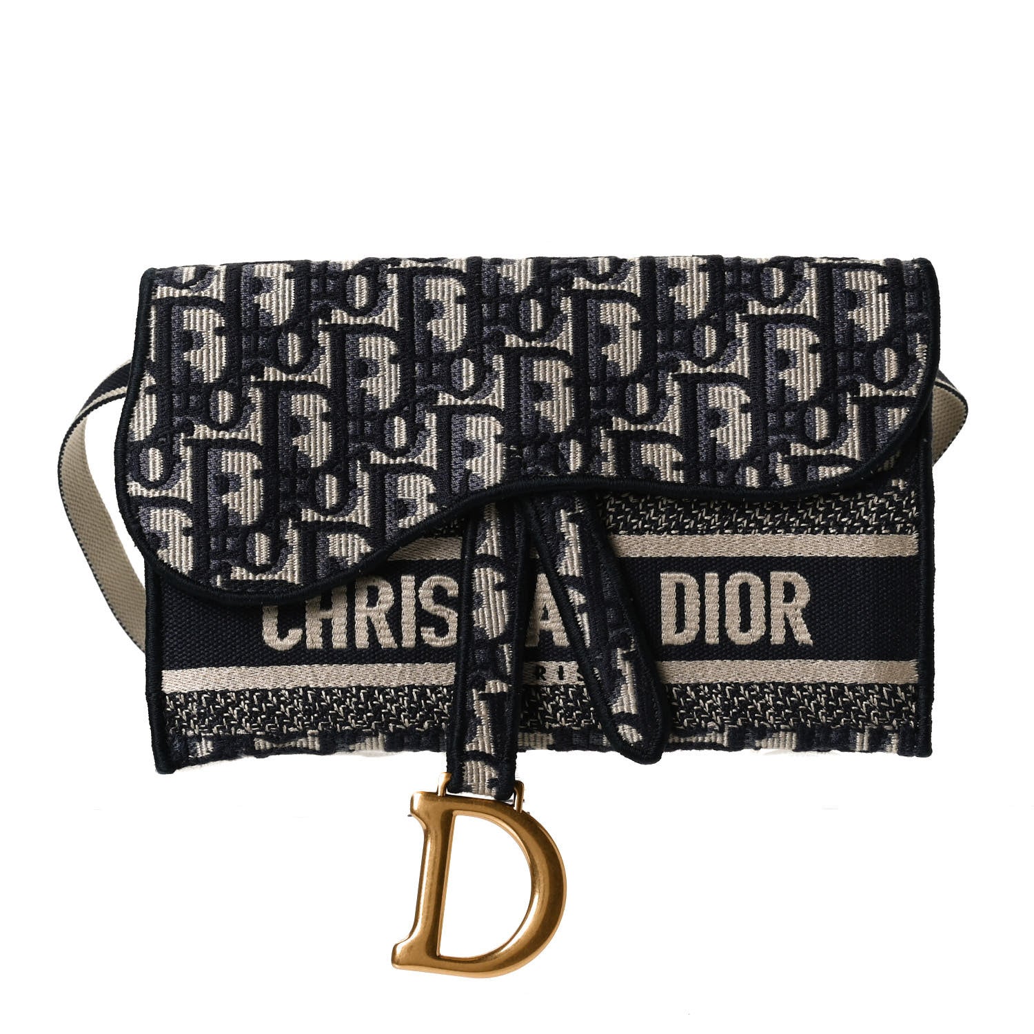Christian Dior Oblique Slim Saddle Pouch Blue 1 of 13