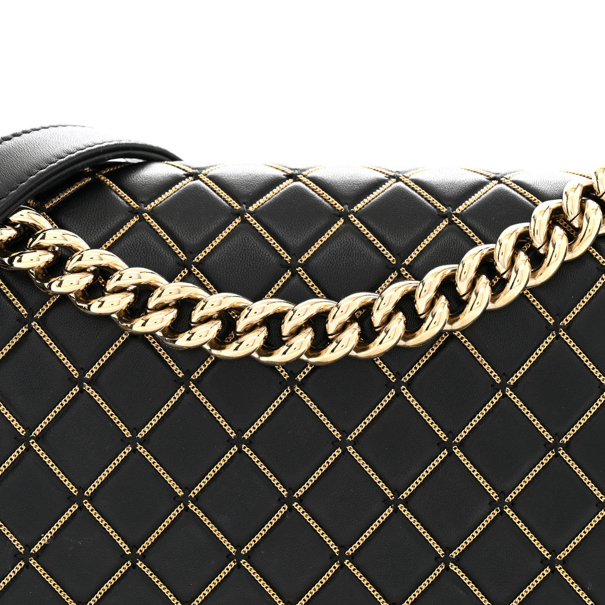Lambskin Chain Quilted Medium Boy Flap Black