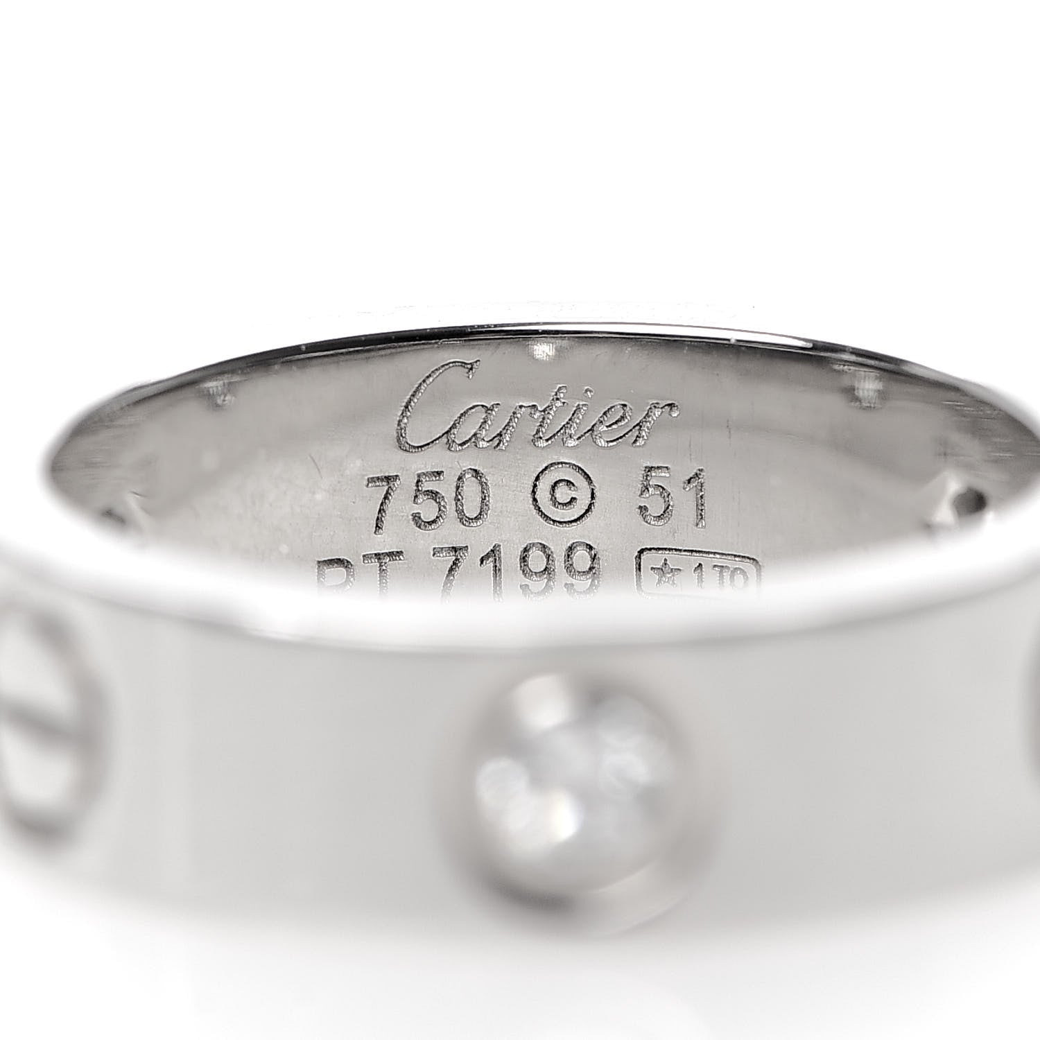 Cartier 18K White Gold 3 Diamond 5.5mm LOVE Ring 51 5.75 4 of 5