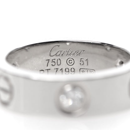 Cartier 18K White Gold 3 Diamond 5.5mm LOVE Ring 51 5.75 4 of 5