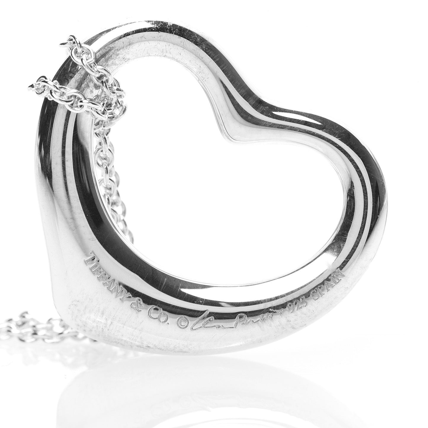 Sterling Silver 27mm Elsa Peretti Open Heart Pendant Necklace