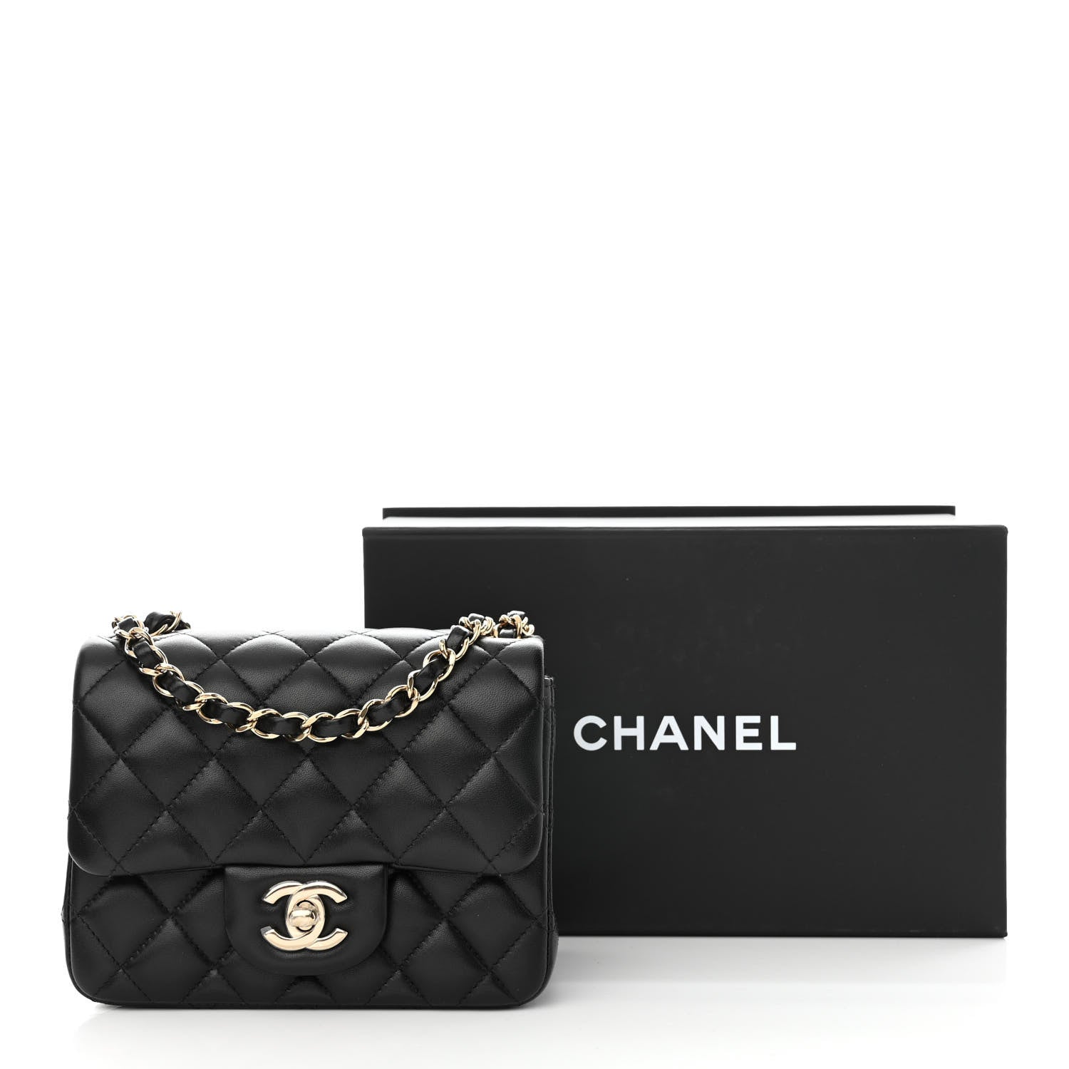 Chanel Lambskin Quilted Mini Square Flap Black 10 of 10