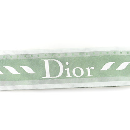 Christian Dior Silk Toile de Jouy Clover Mitzah Scarf Green White 3 of 4