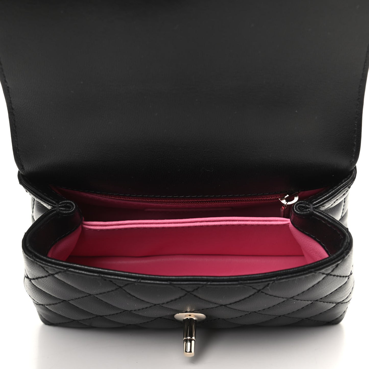 Goatskin Quilted Rainbow Extra Mini Coco Handle Flap Black