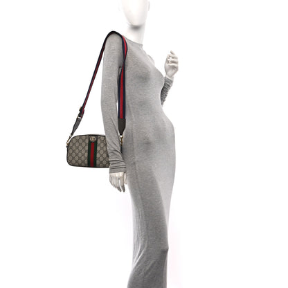 Gucci GG Supreme Monogram Textured Dollar Calfskin Web Ophidia Small Crossbody Bag Beige Ebony New Acero 2 of 10