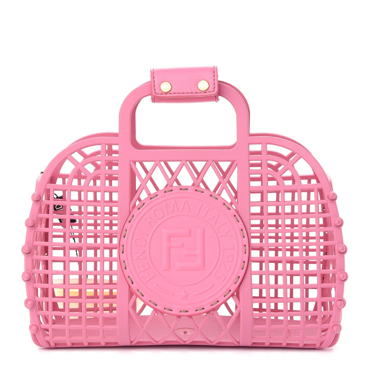 Recycled Plastic Vitello Liberty Matte Small Fendi Basket Rosa