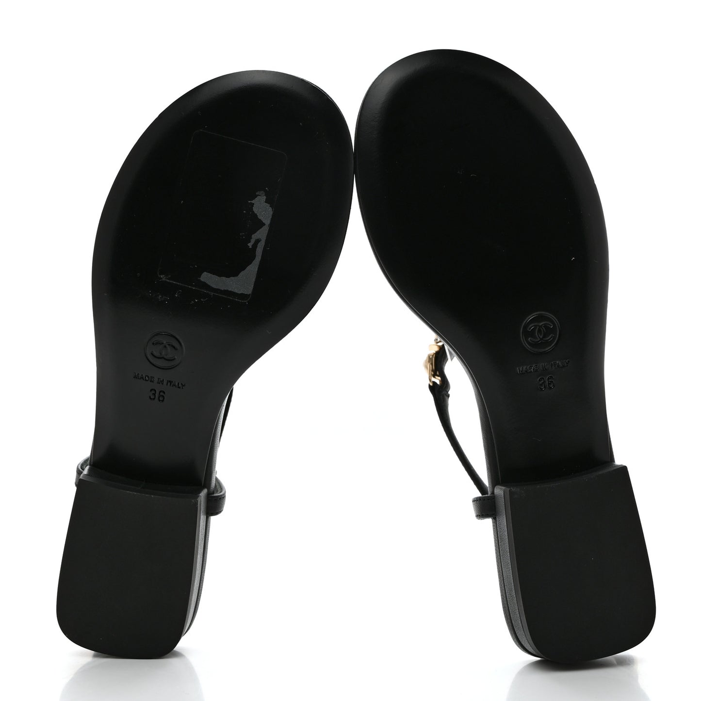 Lambskin Metal Heart Thong Sandals 36 Black