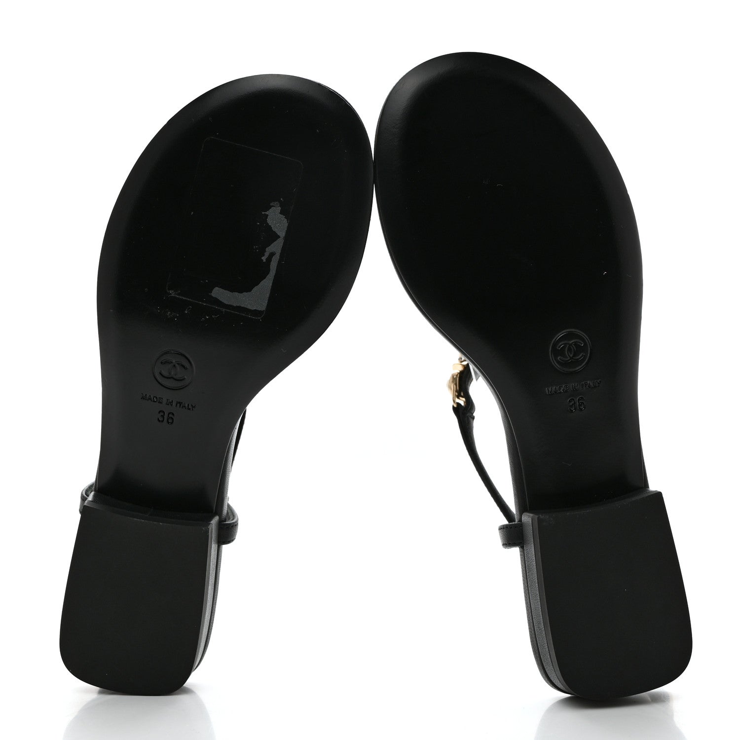 Chanel Lambskin Metal Heart Thong Sandals 36 Black 5 of 10