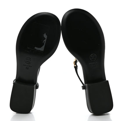 Chanel Lambskin Metal Heart Thong Sandals 36 Black 5 of 10