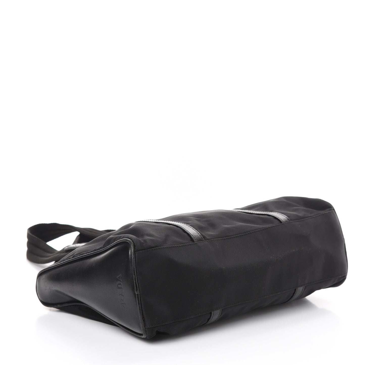 Tessuto Nylon Calfskin Shoulder Bag Black