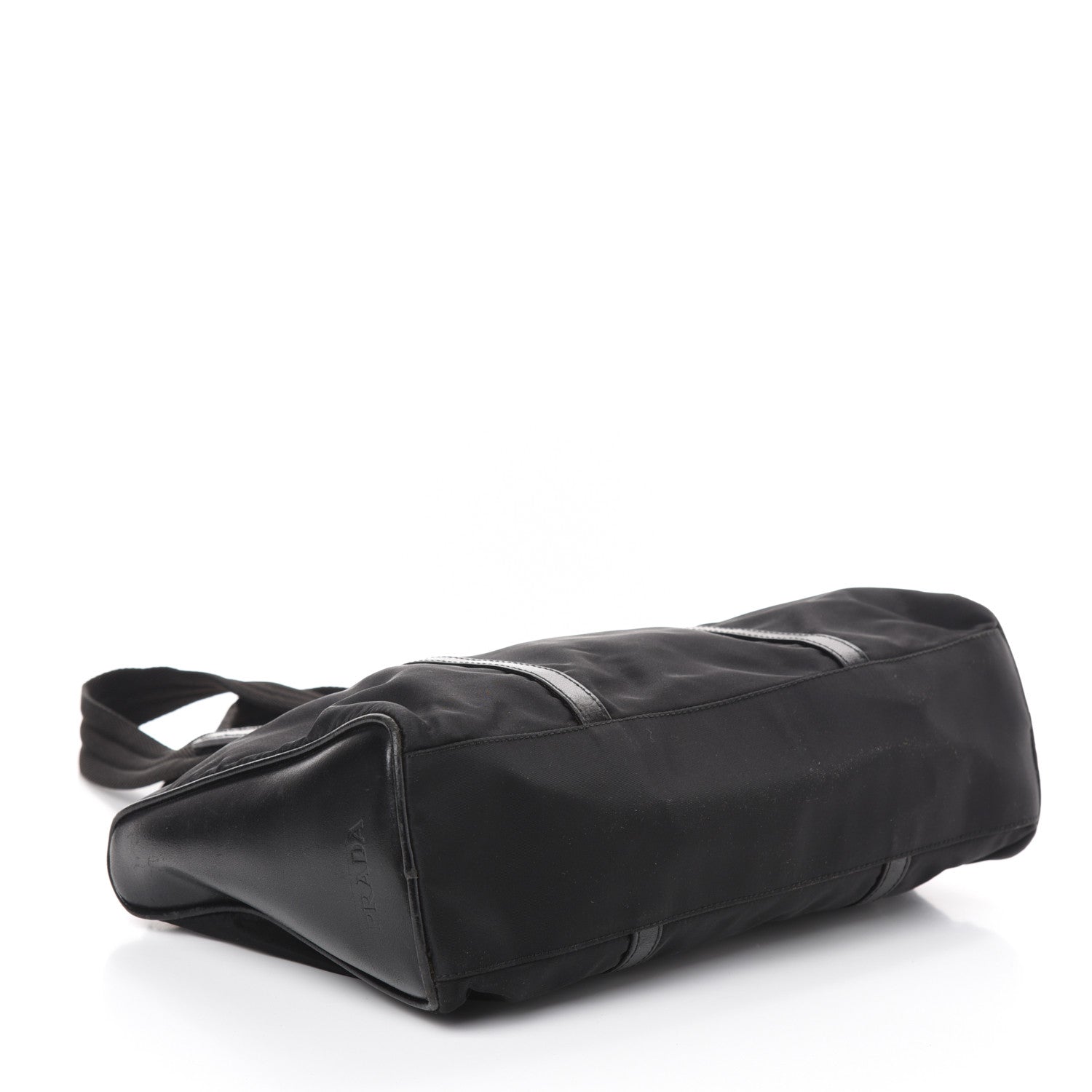 Prada Tessuto Nylon Calfskin Shoulder Bag Black 5 of 11