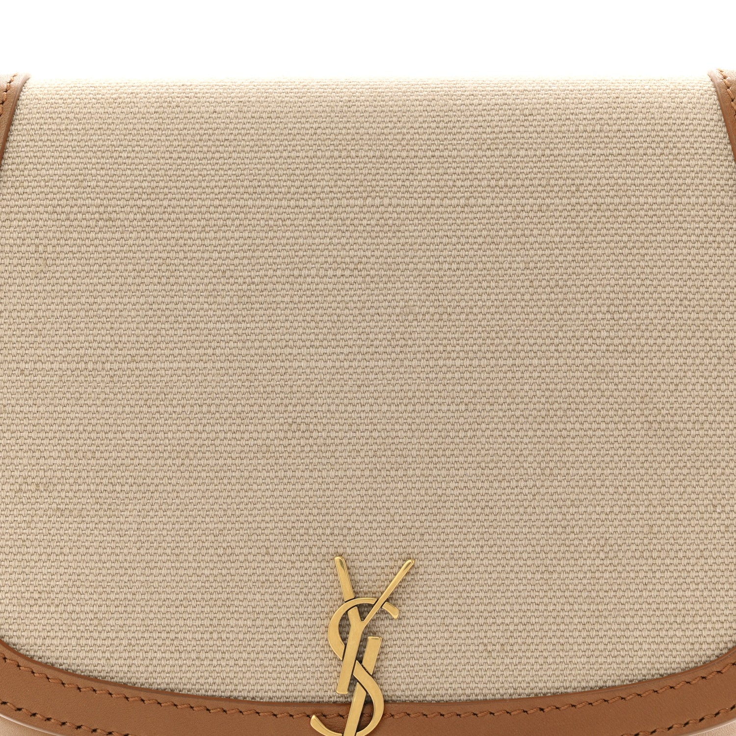 Saint Laurent Canvas Calfskin Mini Voltaire Top Handle Bag Natural Tan 8 of 10
