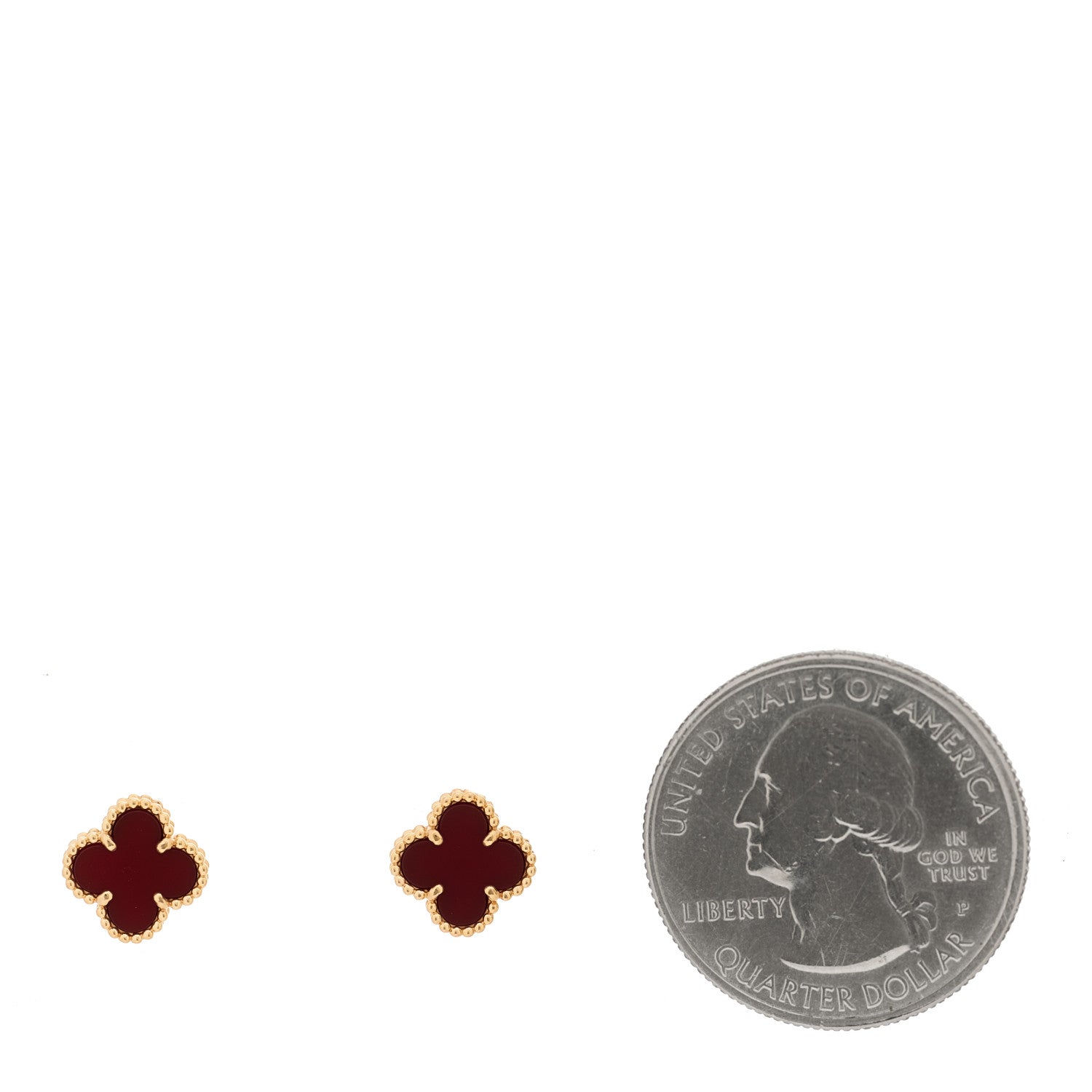 Van Cleef & Arpels 18K Rose Gold Carnelian Sweet Alhambra Earrings 2 of 5