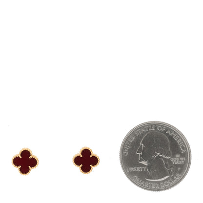 Van Cleef & Arpels 18K Rose Gold Carnelian Sweet Alhambra Earrings 2 of 5