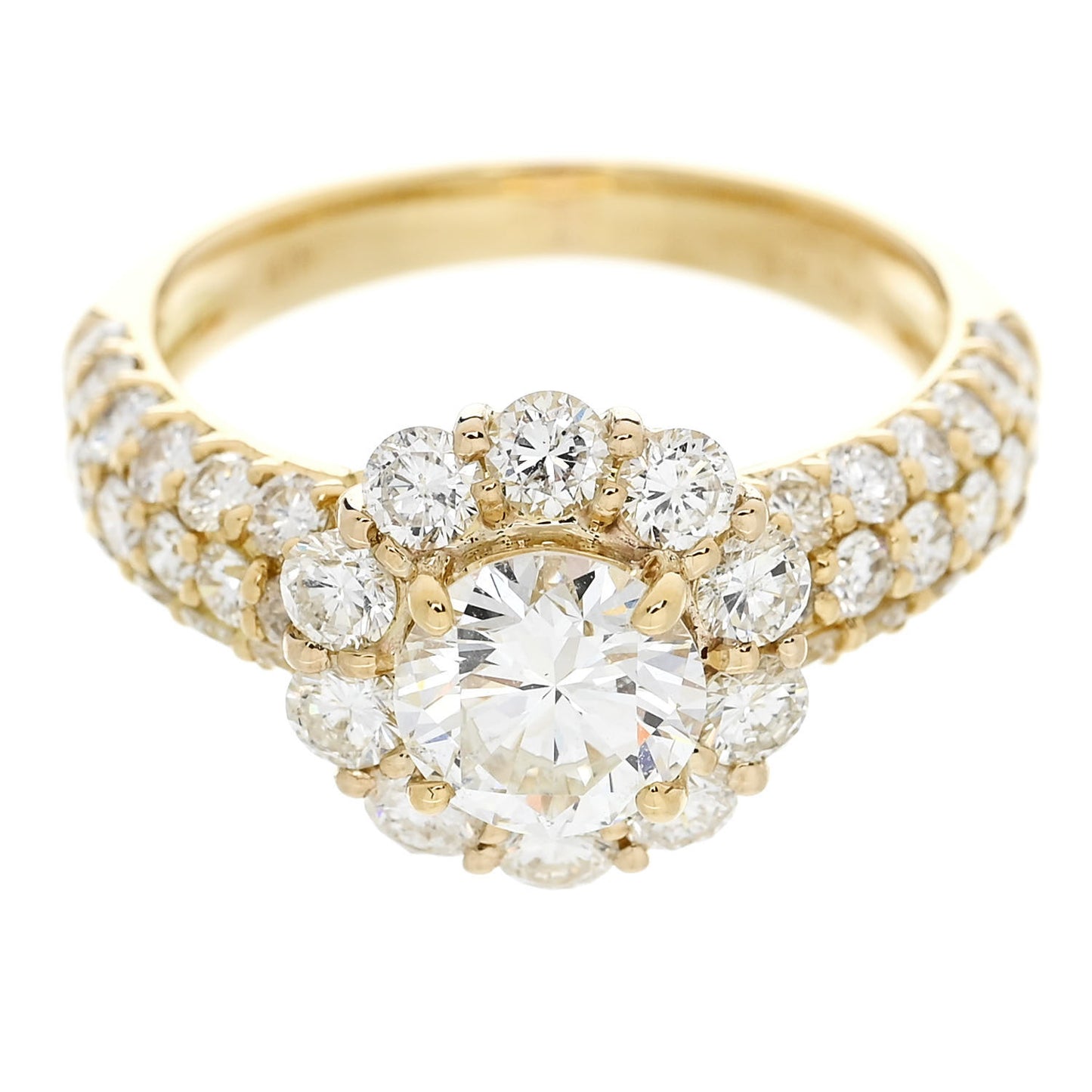 18K Yellow Gold Diamond 1.01ct Halo Engagement Ring 53 6.25