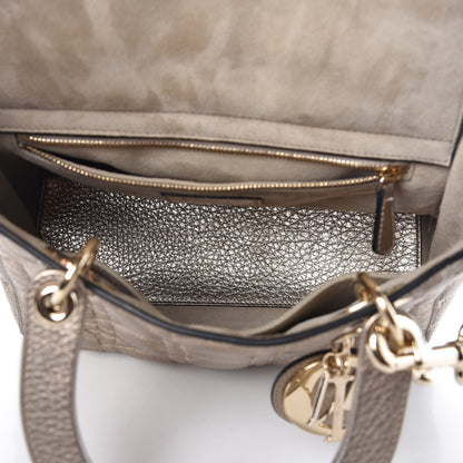 Christian Dior Metallic Grained Calfskin Cannage Small Supple Lady Dior Pale Gold 6 of 10
