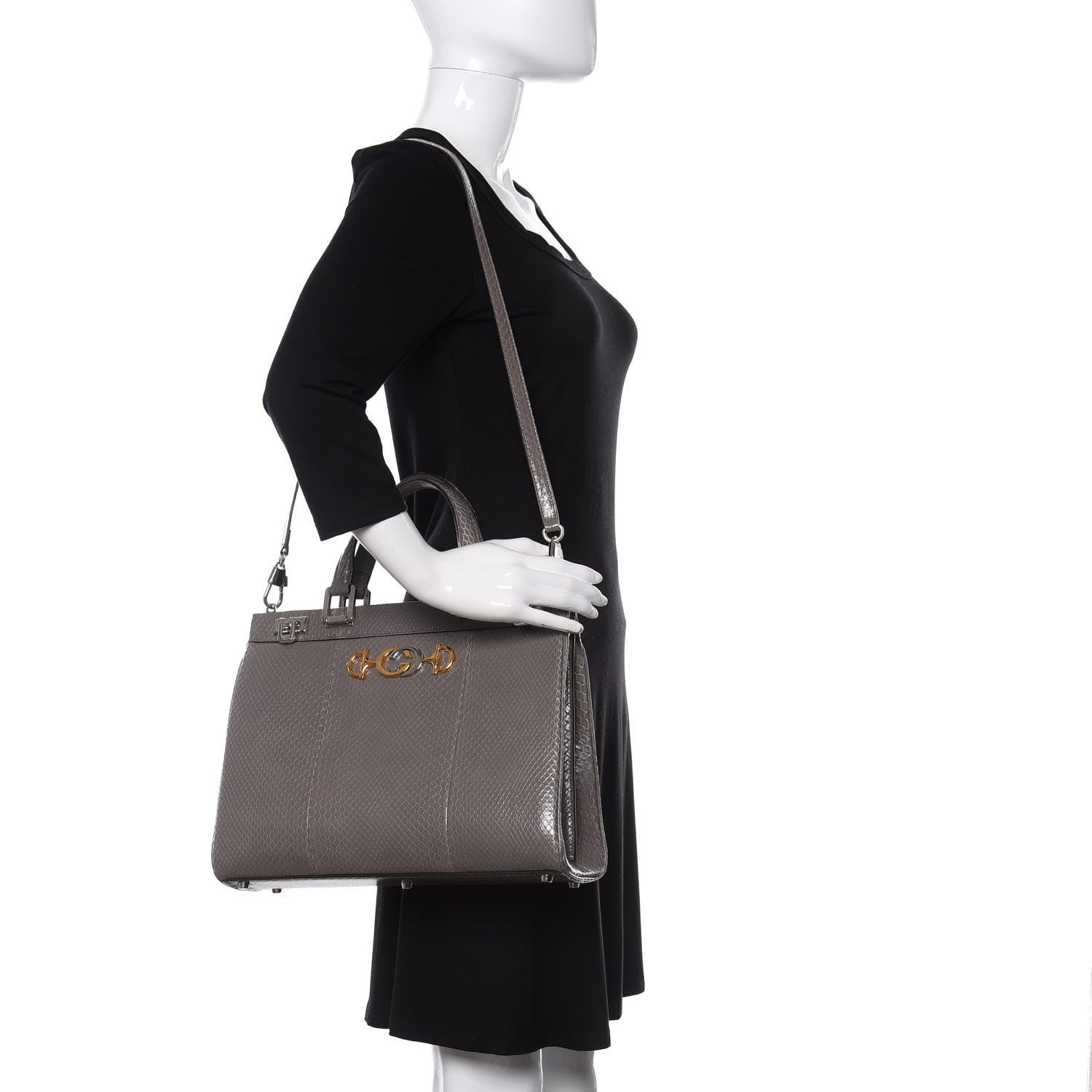 Gucci Elaphe Medium Zumi Top Handle Bag Dusty Grey 2 of 9