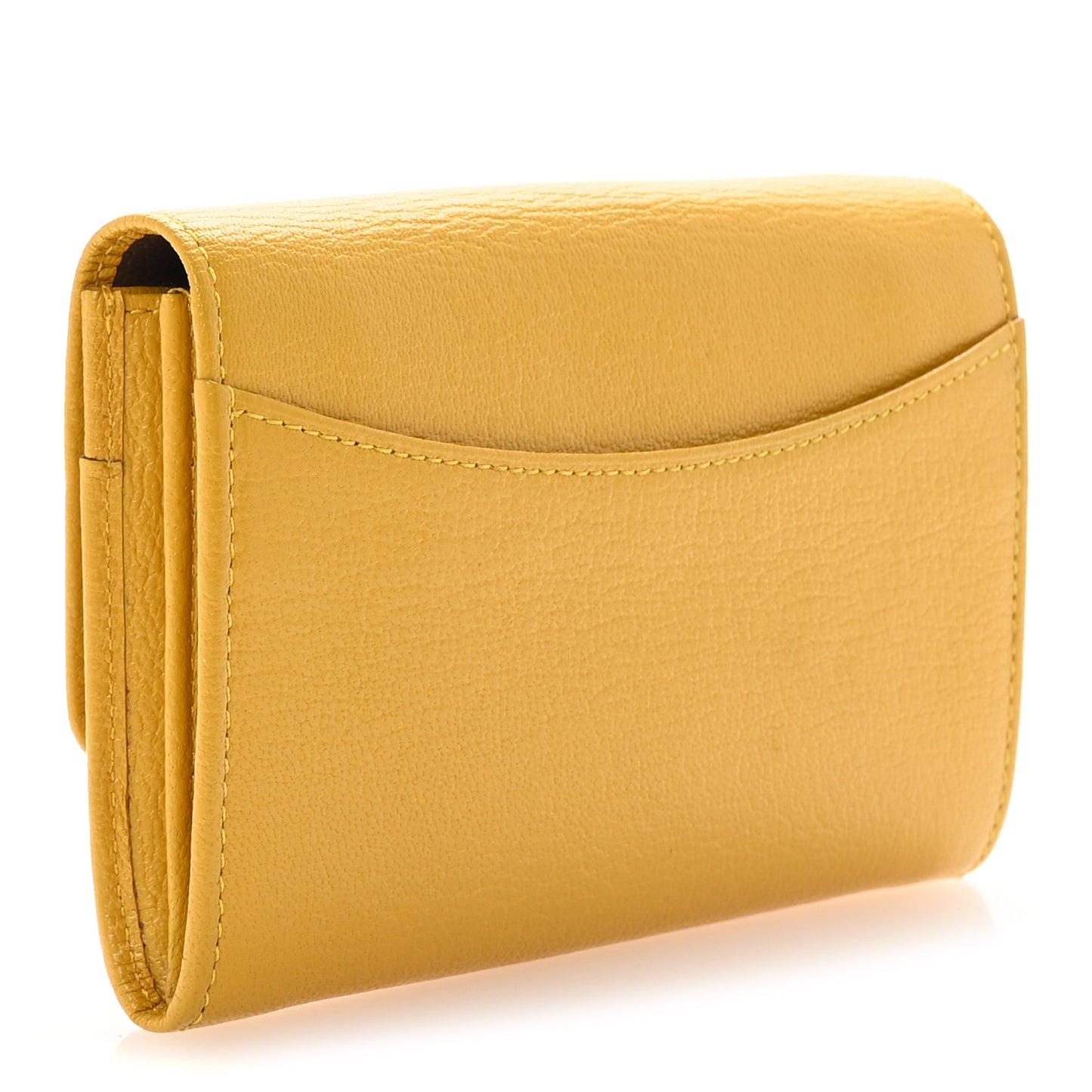 Glossy Goatskin Dome Rivet French Purse Wallet Yellow