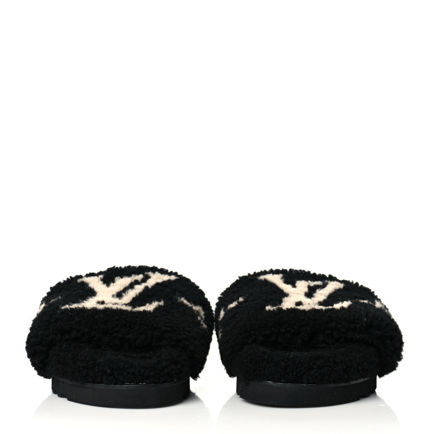 Louis Vuitton Shearling Monogram Giant Paseo Flat Comfort Mule 38 Black 2 of 8