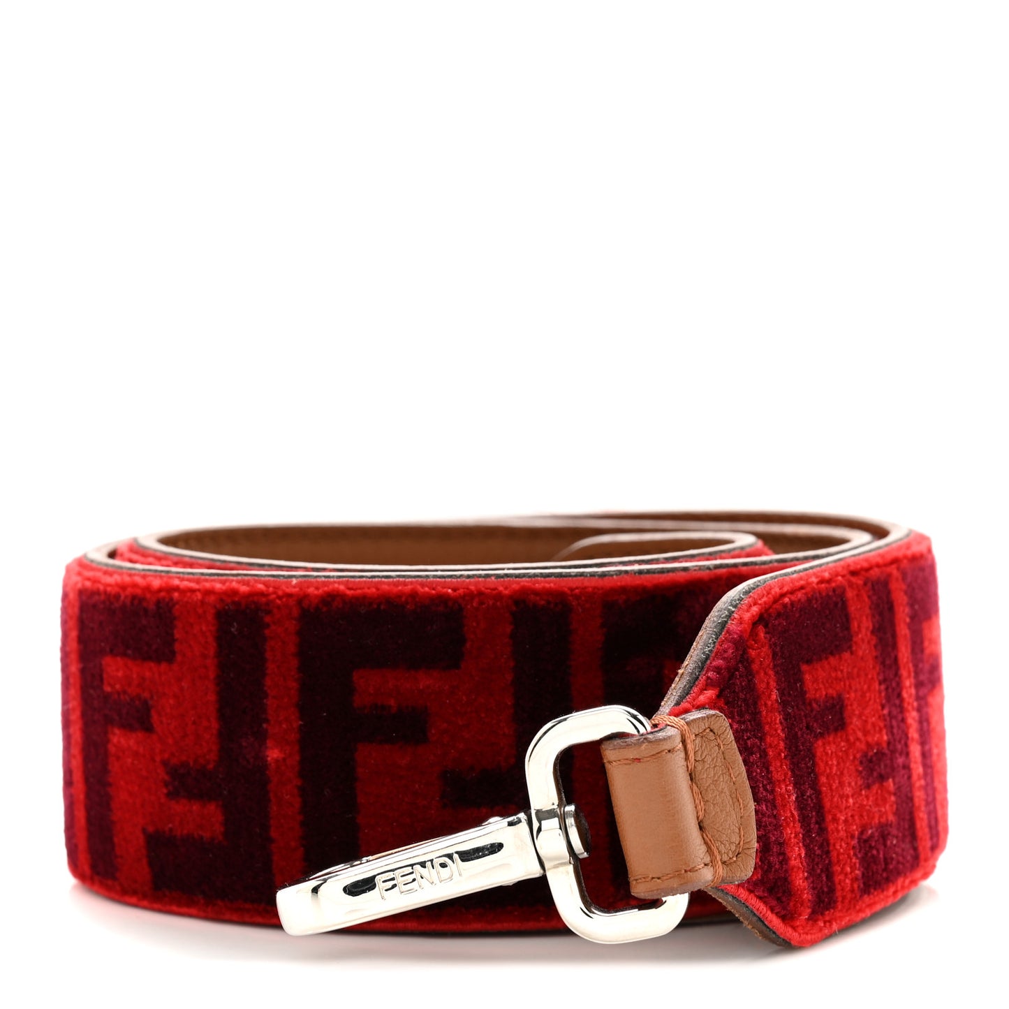 Velvet Tapestry Calfskin FF Strap You Rosso Corteccia