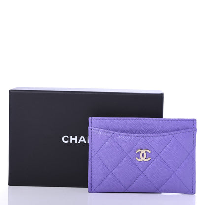 Chanel Caviar Quilted Card Holder Purple 9 of 9