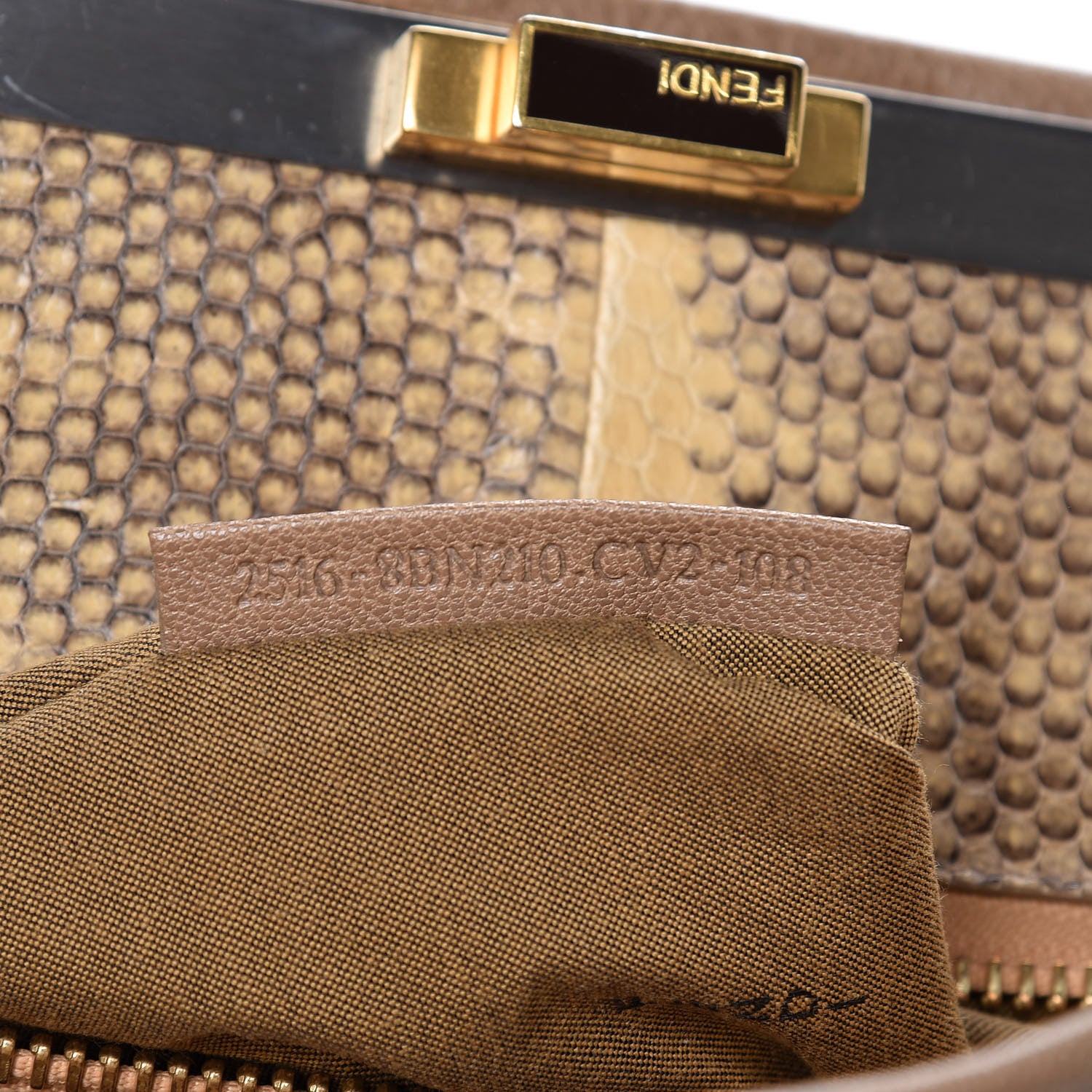 Fendi Goatskin Watersnake Large Peekaboo Iconic Satchel Taupe Phard 8 of 19