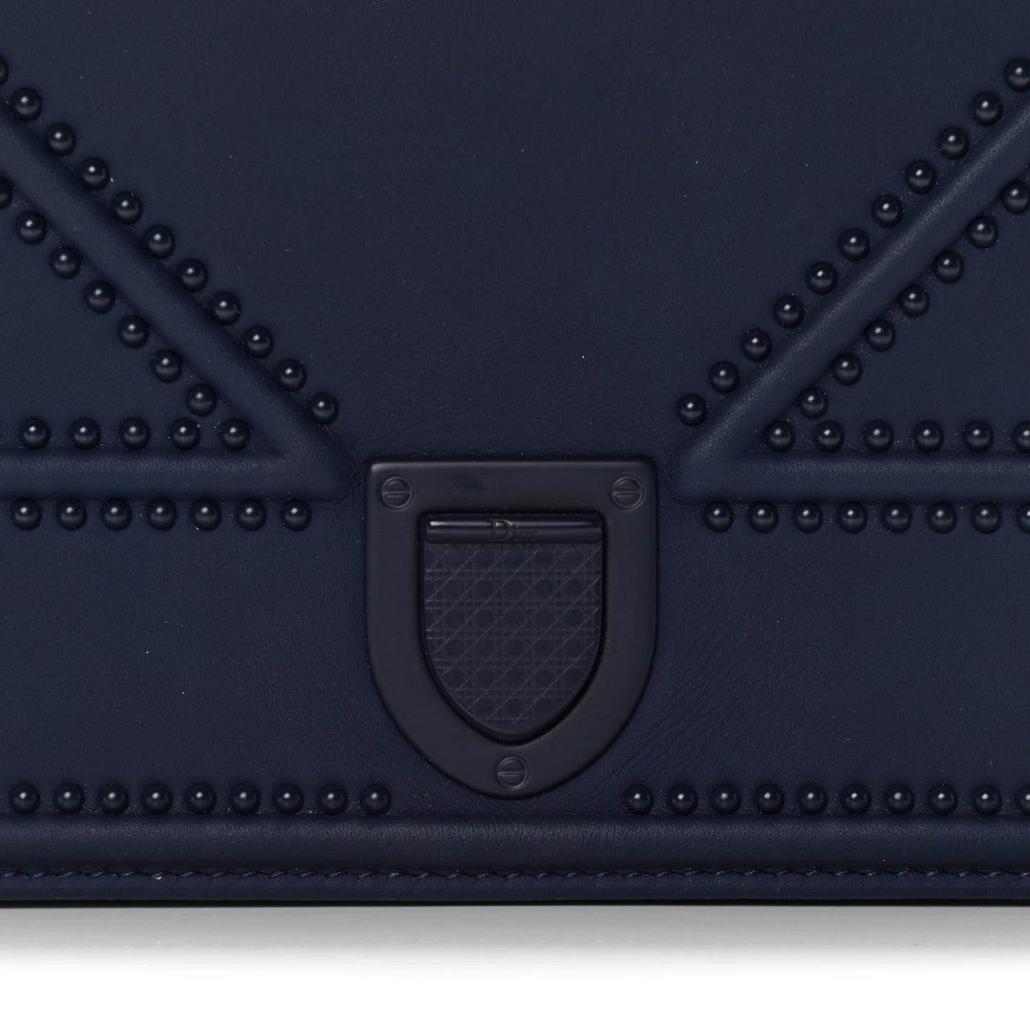 Ultra Matte Calfskin Studded Diorama Wallet on Chain Pouch Indigo