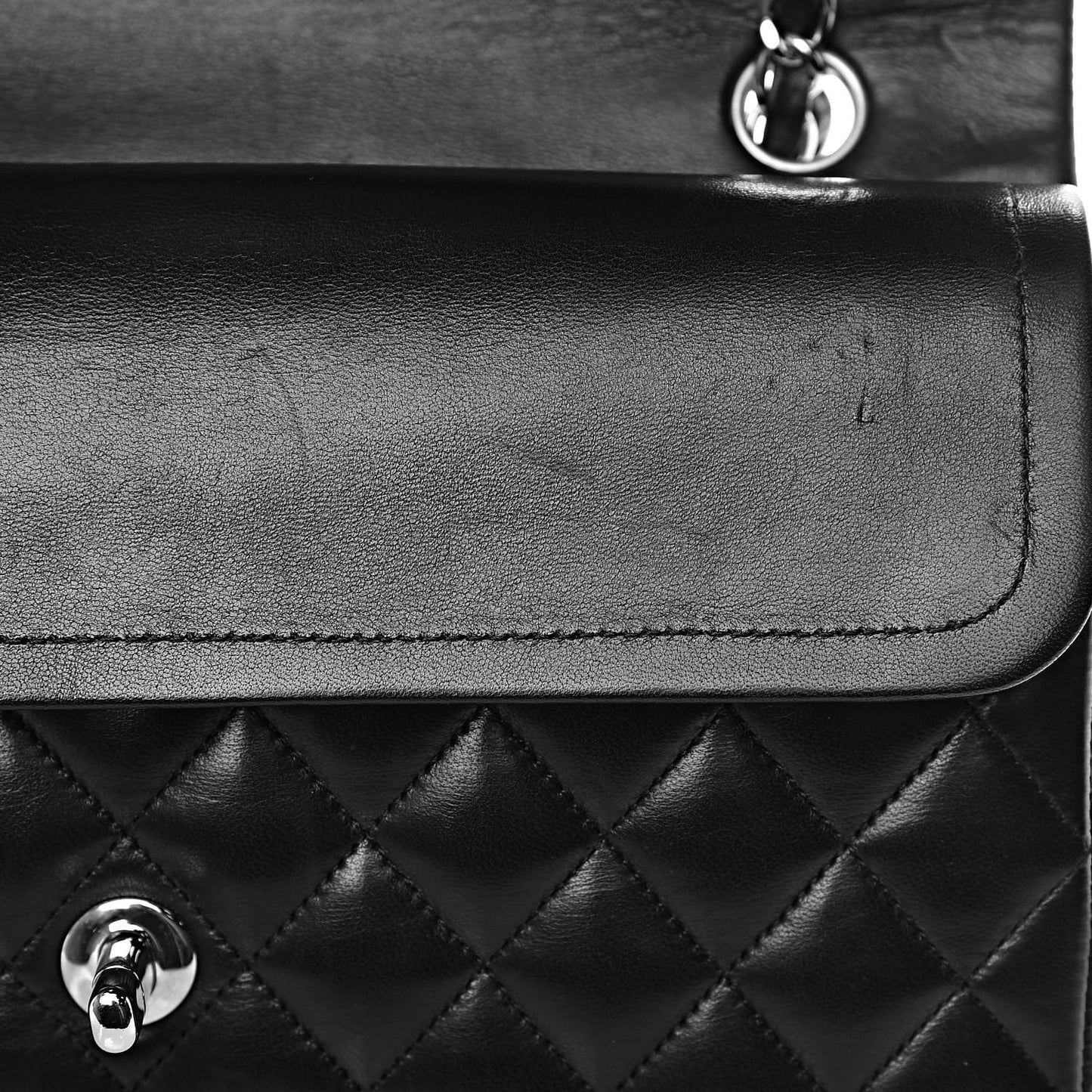 Lambskin Quilted Medium Double Flap Black