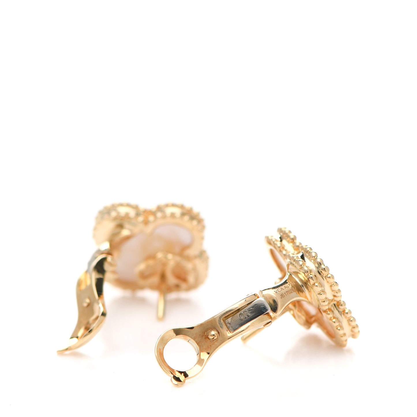 18K Yellow Gold Mother of Pearl Vintage Alhambra Earrings