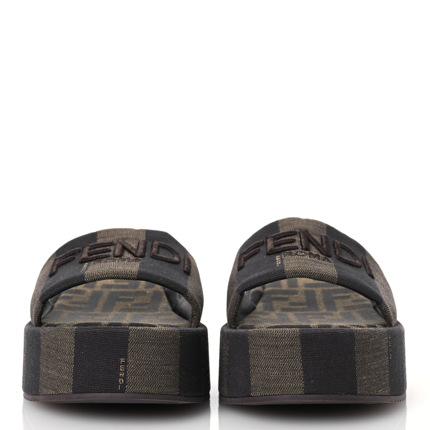 Jacquard Womens FF Sunshine Flatform Slide Sandals 41 Tabacco Black