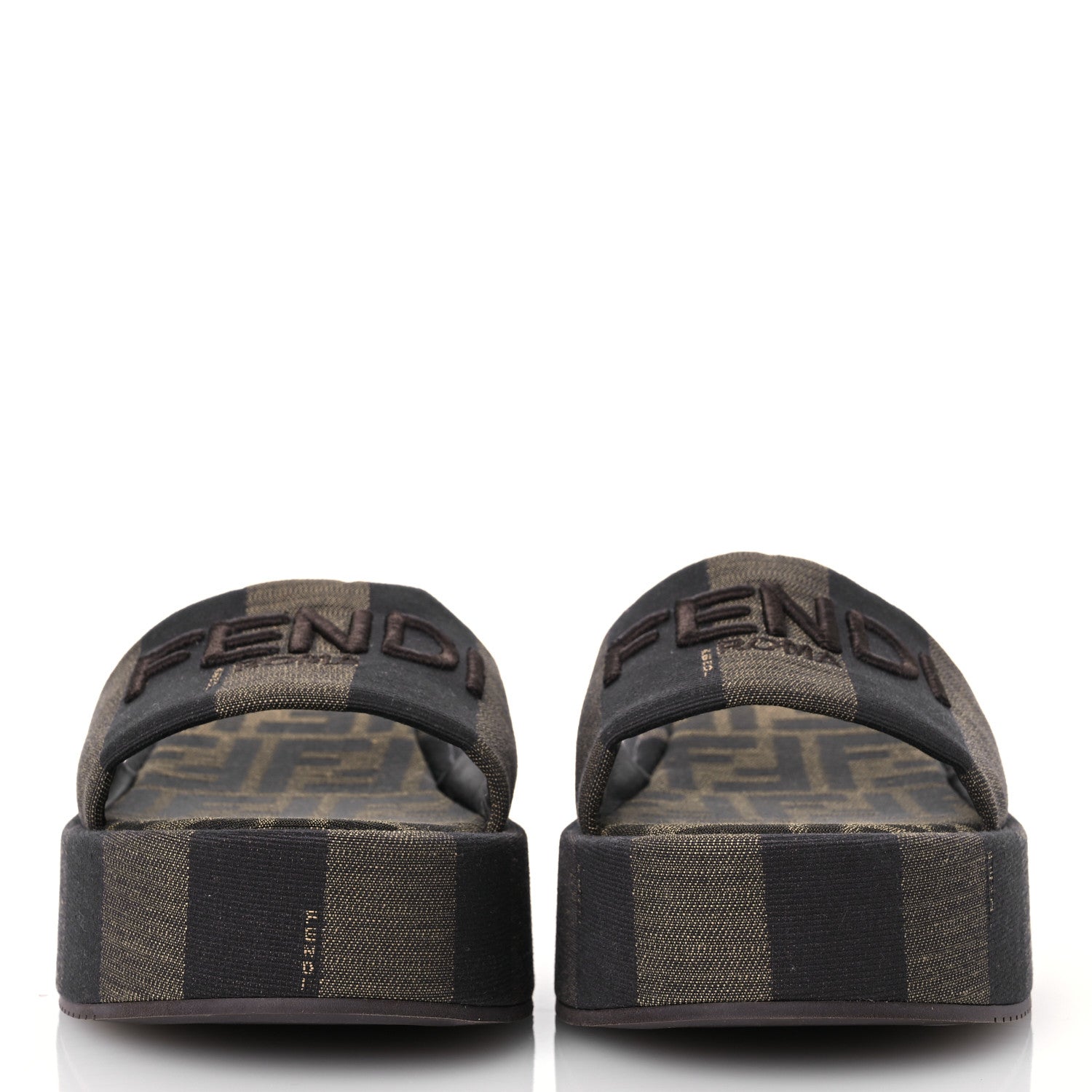Fendi Jacquard Womens FF Sunshine Flatform Slide Sandals 41 Tabacco Black 2 of 9