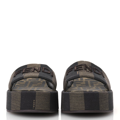 Fendi Jacquard Womens FF Sunshine Flatform Slide Sandals 41 Tabacco Black 2 of 9