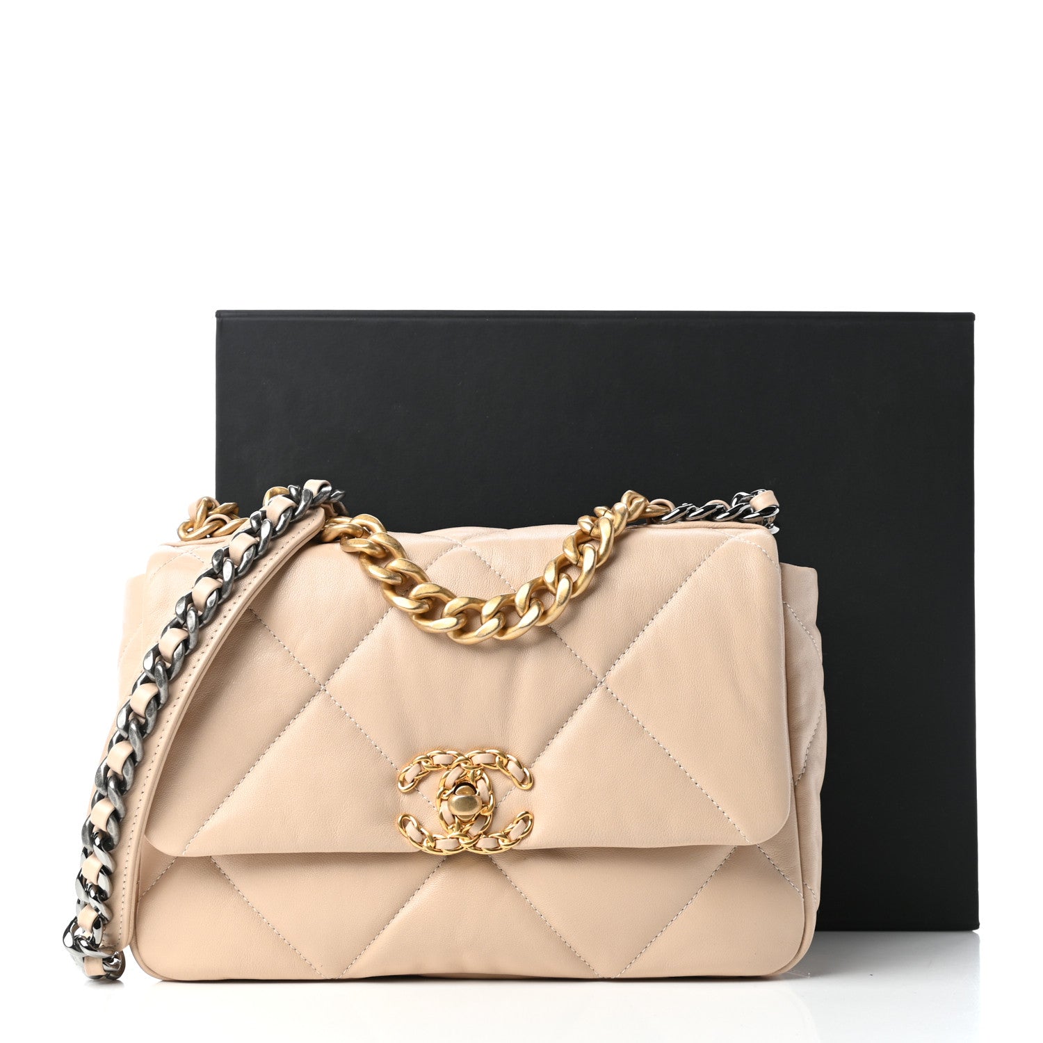 Chanel Lambskin Quilted Medium Chanel 19 Flap Beige 10 of 10