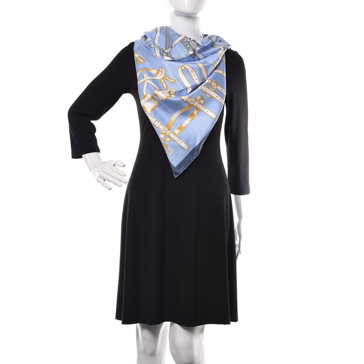 Silk Harnais De Timon Scarf 90 Bleu Ciel Blanc Beige