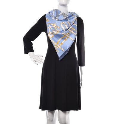 Hermes Silk Harnais De Timon Scarf 90 Bleu Ciel Blanc Beige 2 of 6