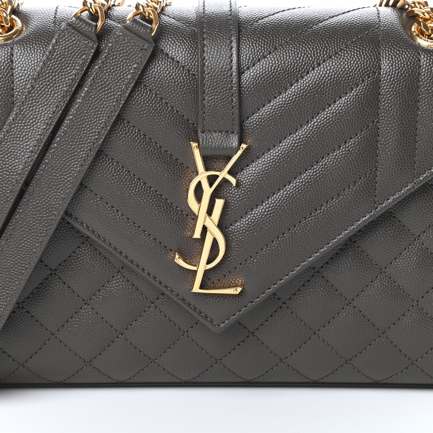 Saint Laurent Grain De Poudre Textured Mixed Matelasse Medium Triquilt Monogram Satchel Earth 7 of 9