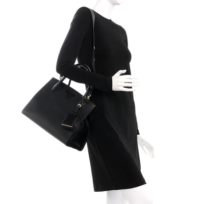 Prada Saffiano Cuir Calfskin Medium Monochrome Top Handle Tote Black 2 of 7