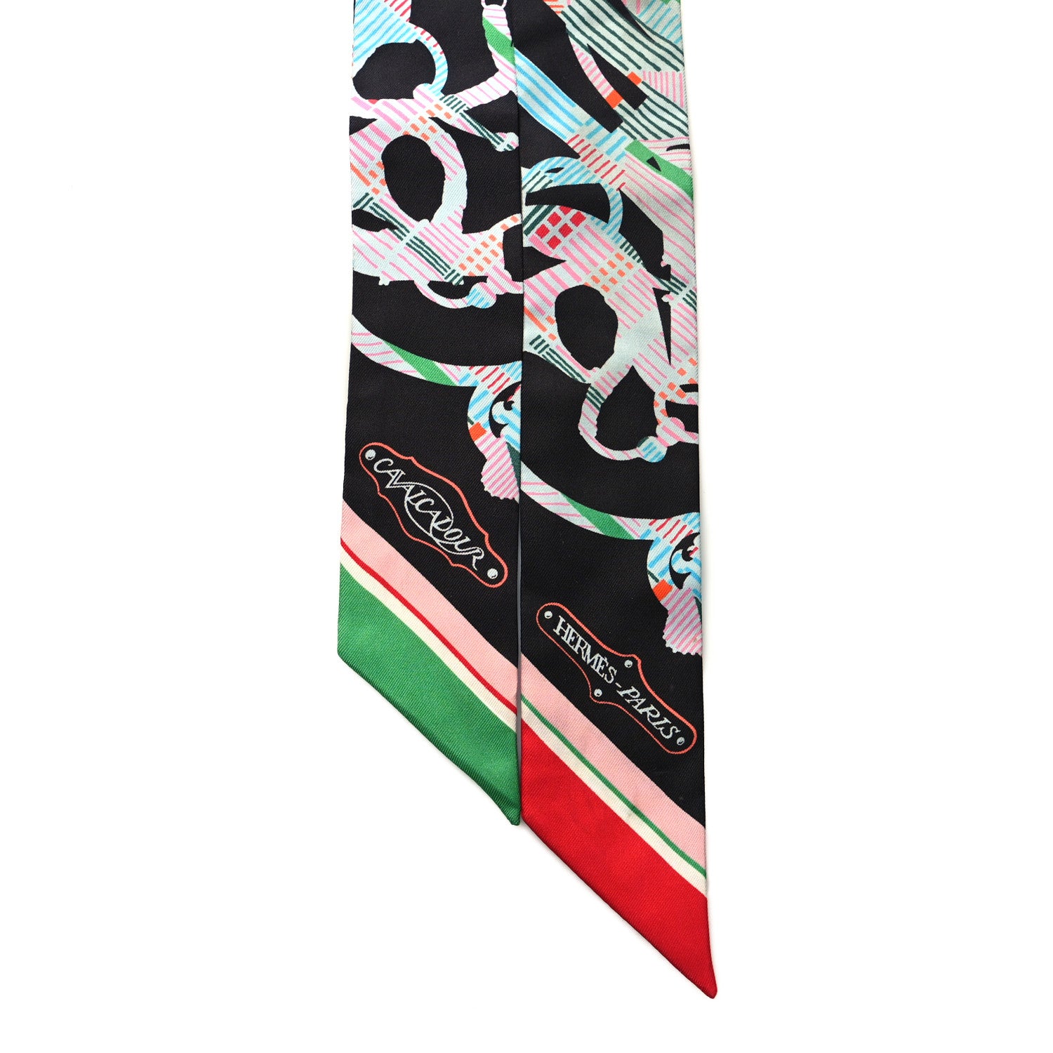Hermes Silk Cavalcadour Morning Twilly Black Rouge Vert 2 of 4