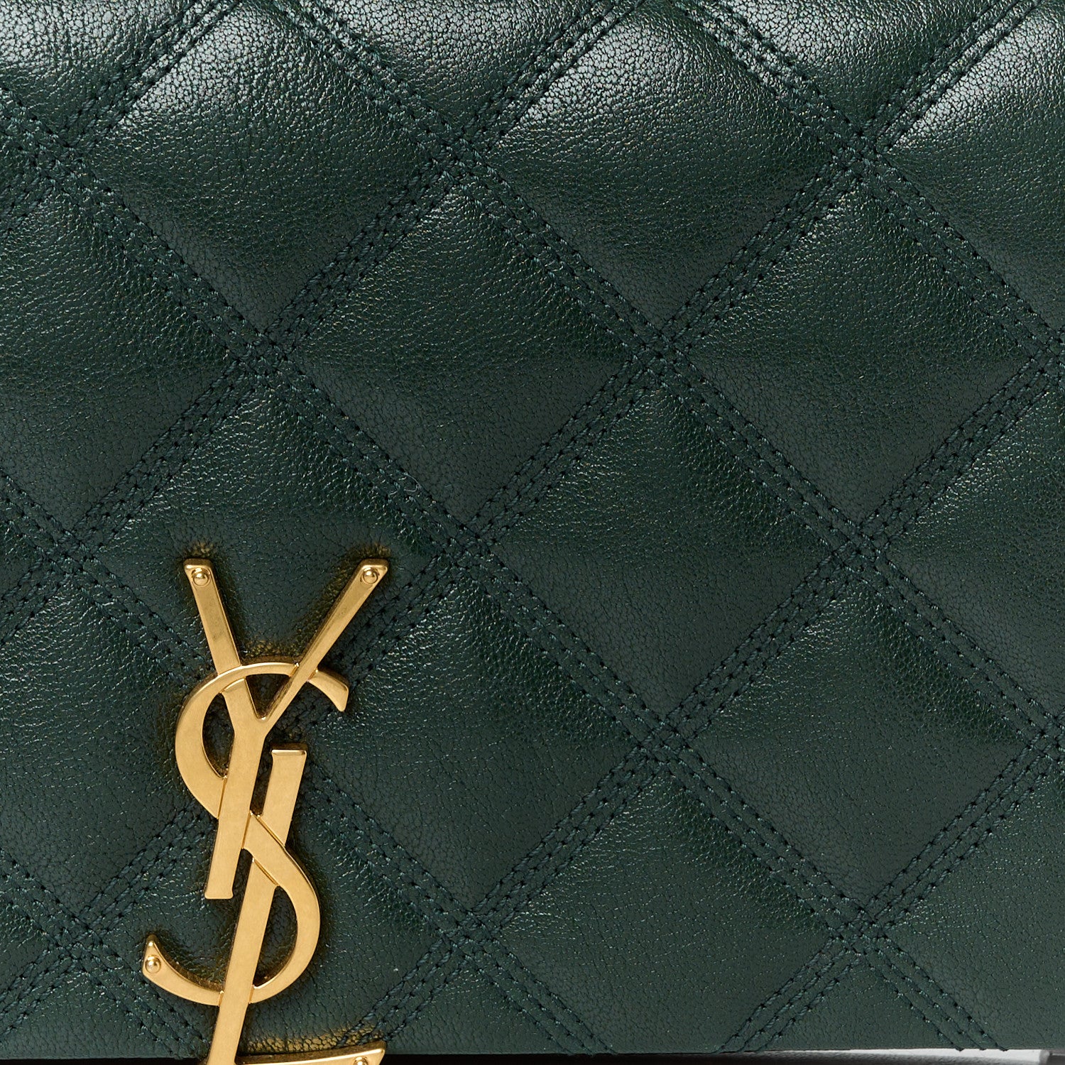 Saint Laurent Lambskin Diamond Quilted Becky Chain Wallet Vert Fonce 8 of 11