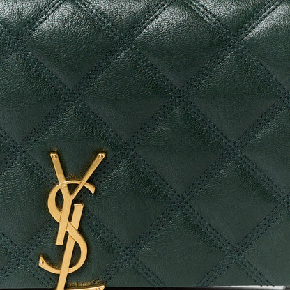 Saint Laurent Lambskin Diamond Quilted Becky Chain Wallet Vert Fonce 8 of 11