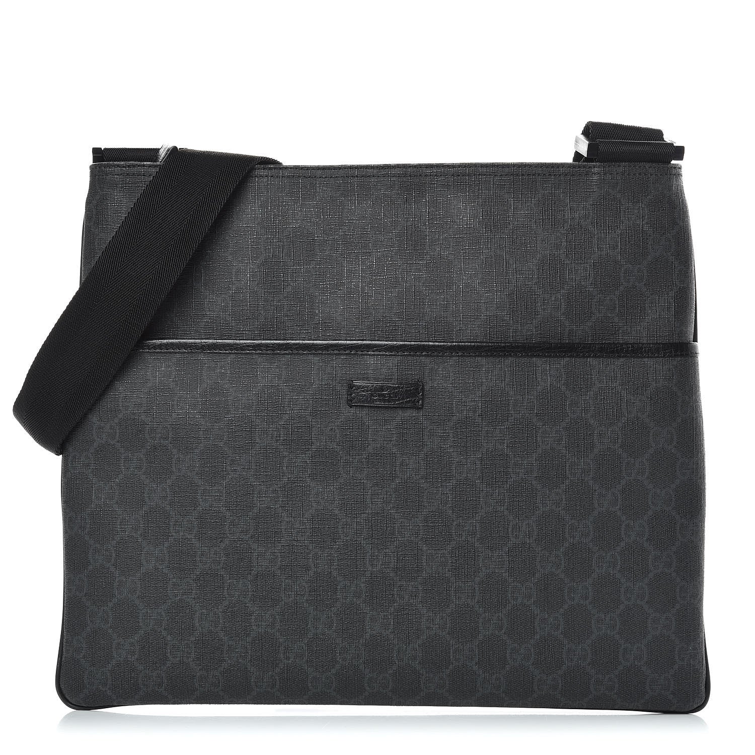 Gucci GG Plus Monogram Medium Flat Messenger Bag Black 1 of 9